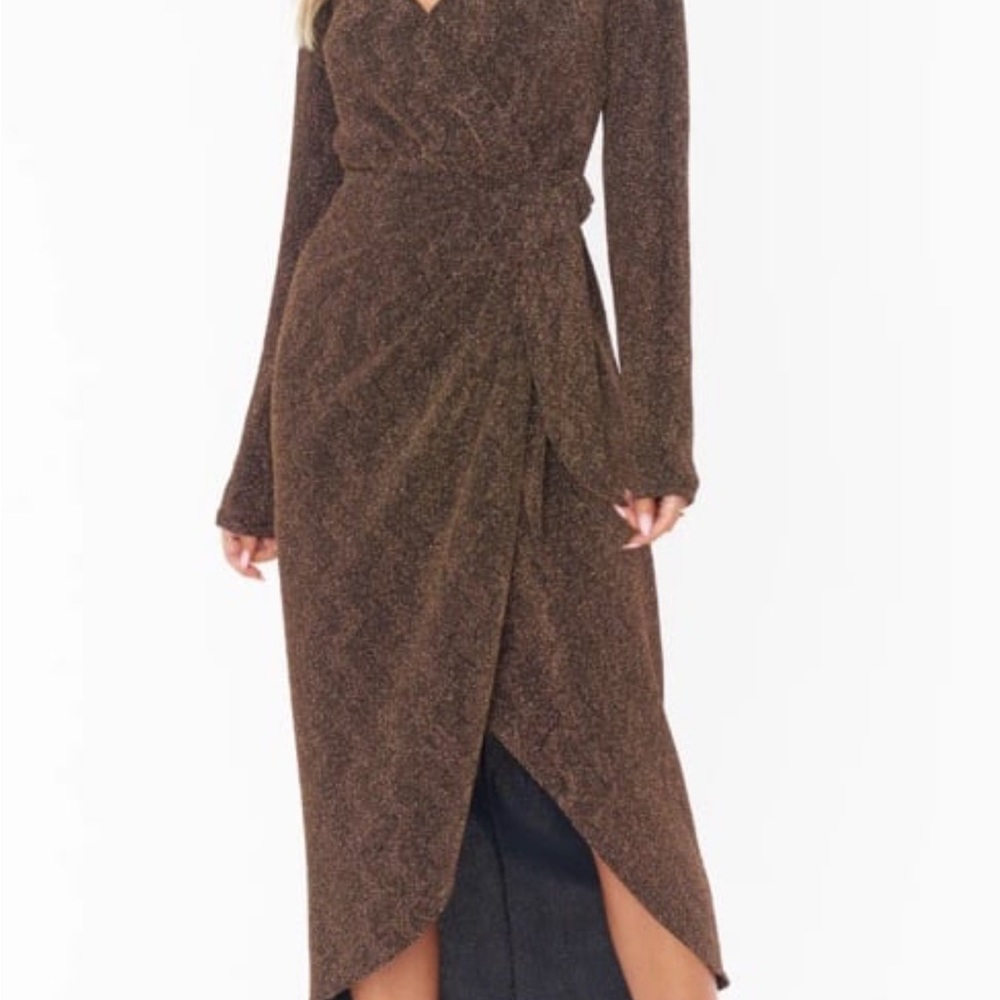 Elegant Brown Wrap Dress